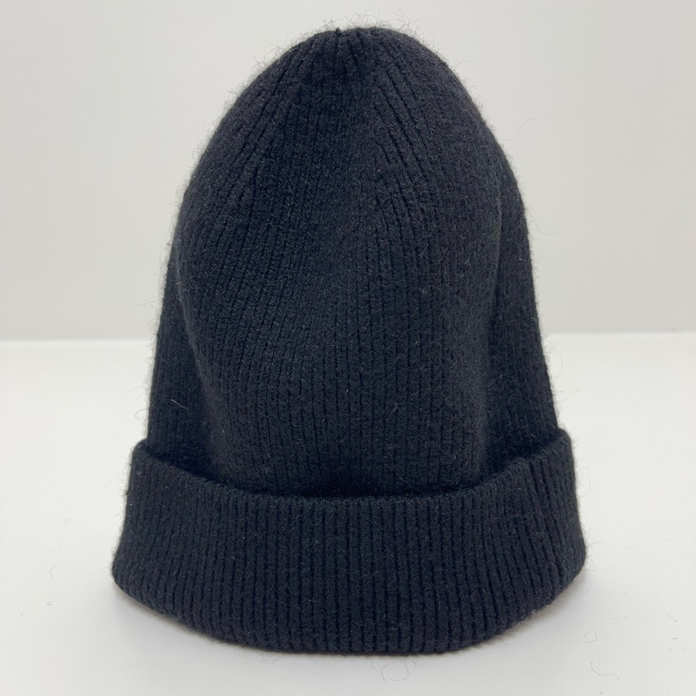 Anthropologie black stocking cap hat alpaca wool cotton